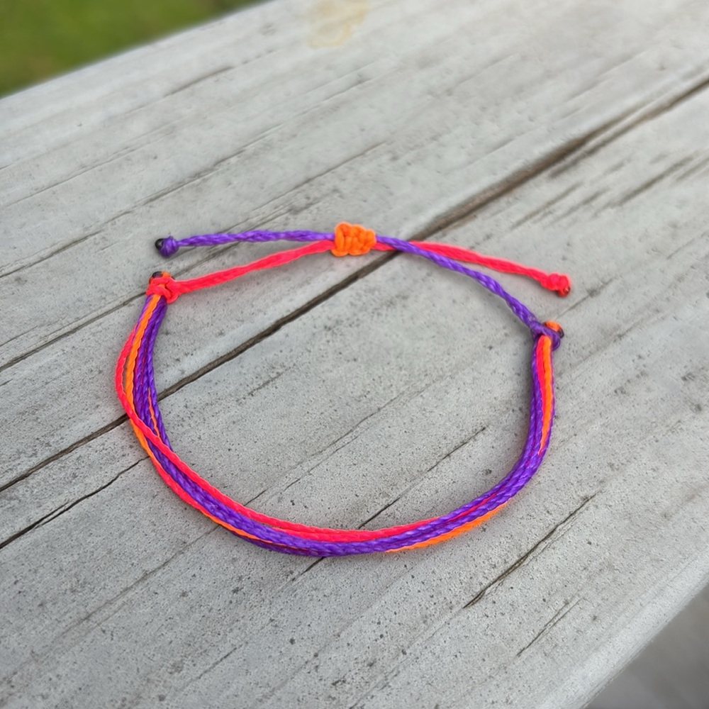 Adjustable Friendship Waxed Cord Waterproof Summer Bracelet in “Summer Sunset”
